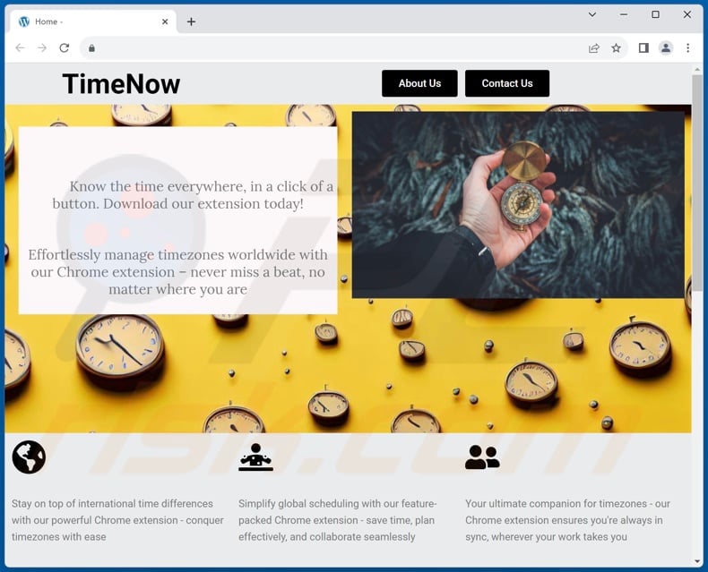 Website used to promote TimeNow browser hijacker