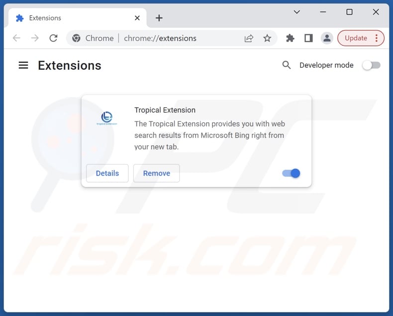 Removing tropicalextension.com related Google Chrome extensions