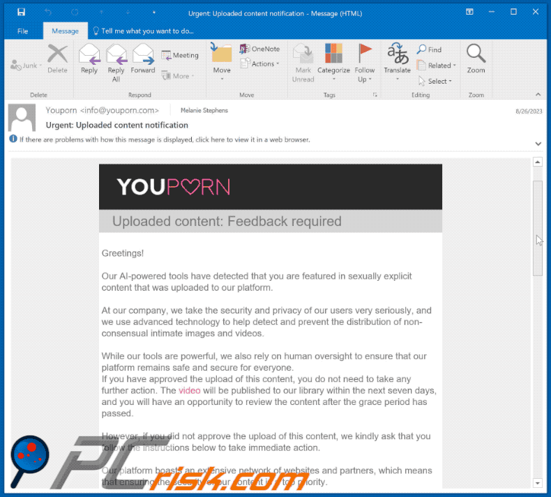 YouPorn scam email appearance (GIF)