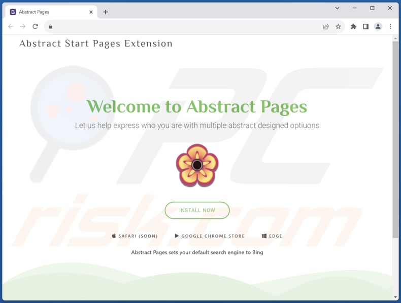 Website used to promote Abstract Start Page browser hijacker