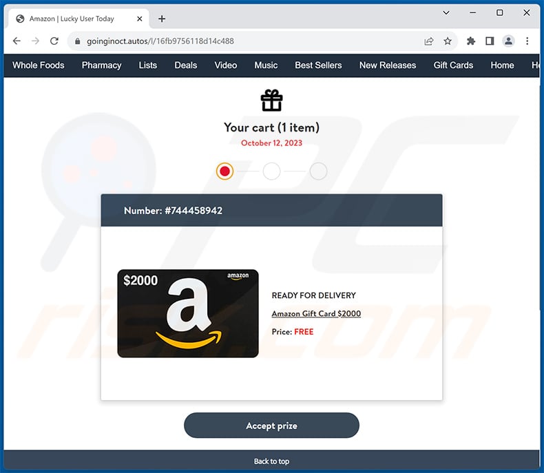 Amazon Gift Card pop-up scam (2023-10-12)