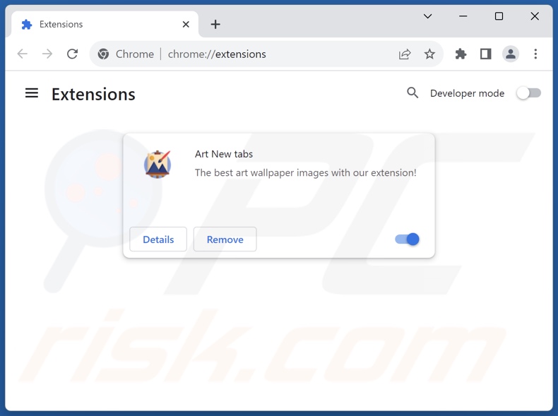 Removing goog.artnewtabs.com related Google Chrome extensions