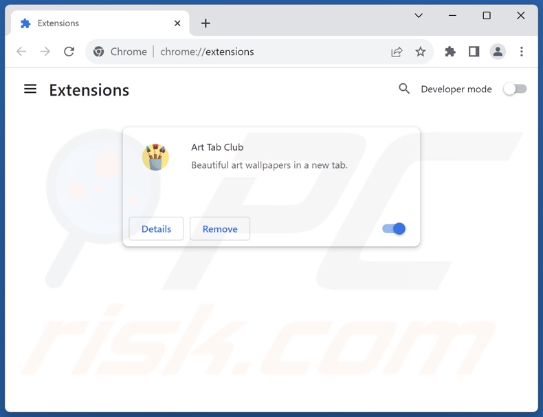 Removing arttabclub.com related Google Chrome extensions