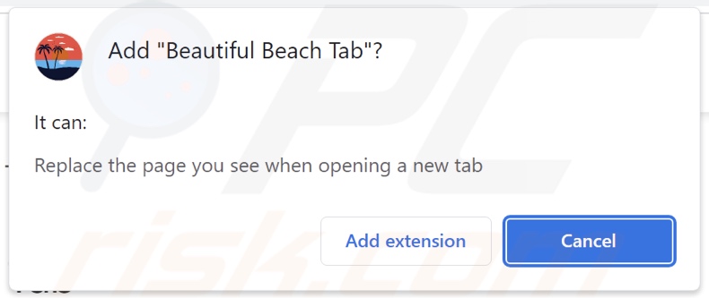 Beautiful Beach Tab browser hijacker asking for permissions