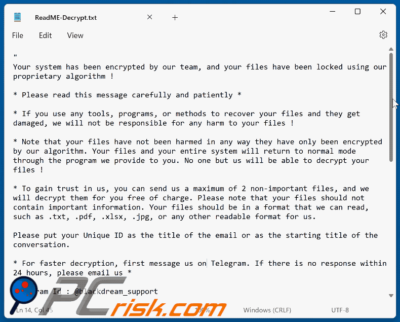 BlackDream ransomware ransom note (ReadME-Decrypt.txt) GIF