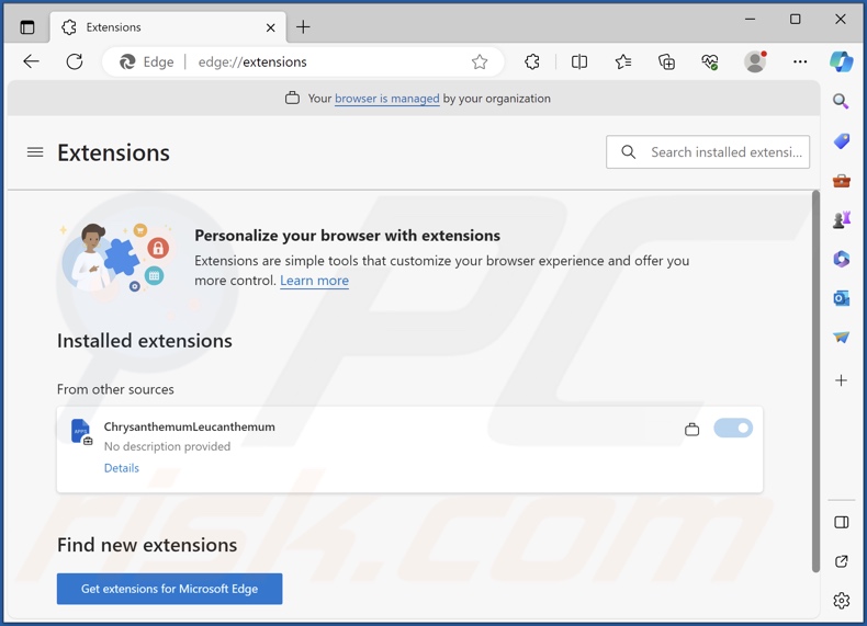 ChrysanthemumLeucanthemum malicious extension installed on Edge