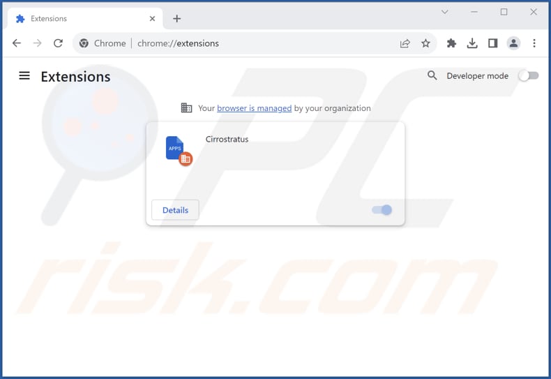Removing Cirrostratus malicious extension from Google Chrome step 2