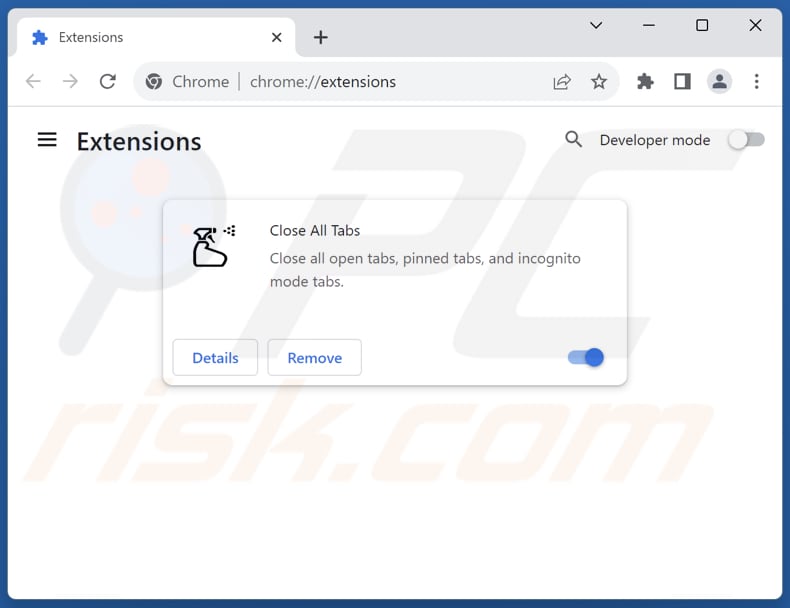 Removing Close All Tabs adware from Google Chrome step 2