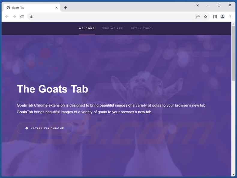 Website used to promote Cute Goats Tab browser hijacker