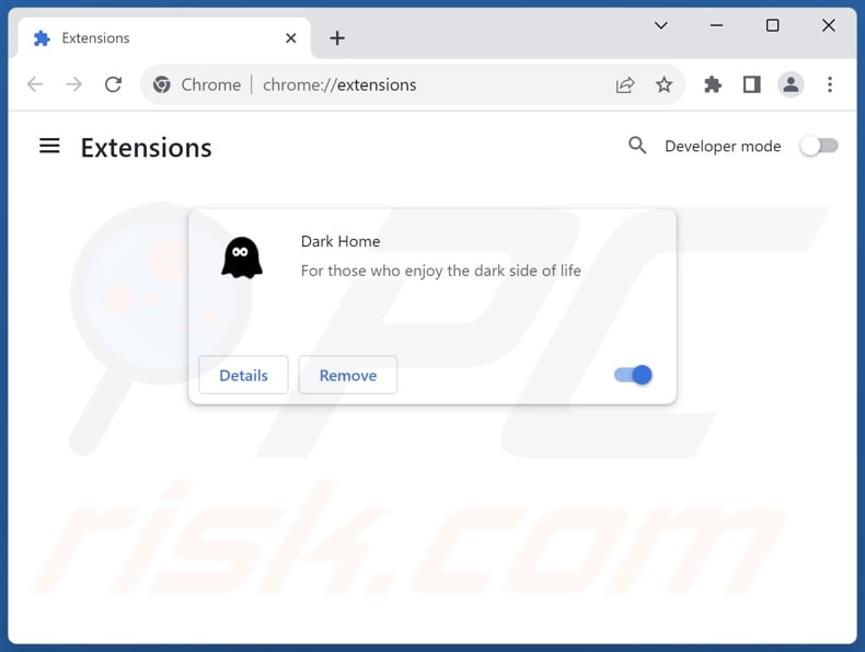 Removing search.dark-home-page.com related Google Chrome extensions