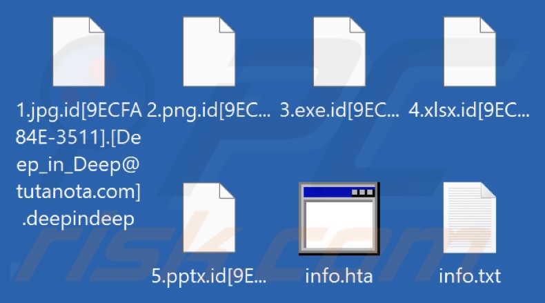 Files encrypted by DeepInDeep ransomware (.deepindeep extension)