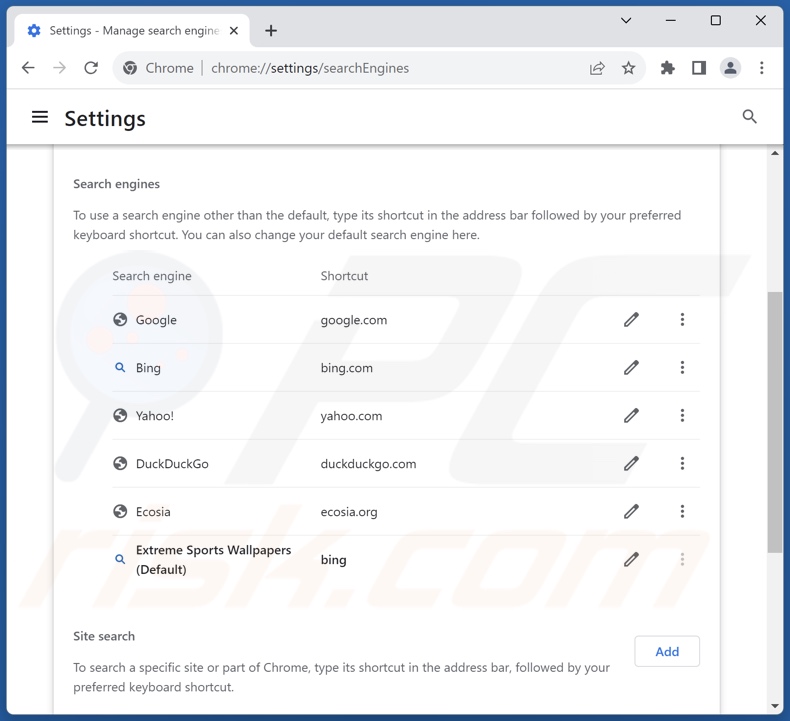 Changing Google Chrome default search engine