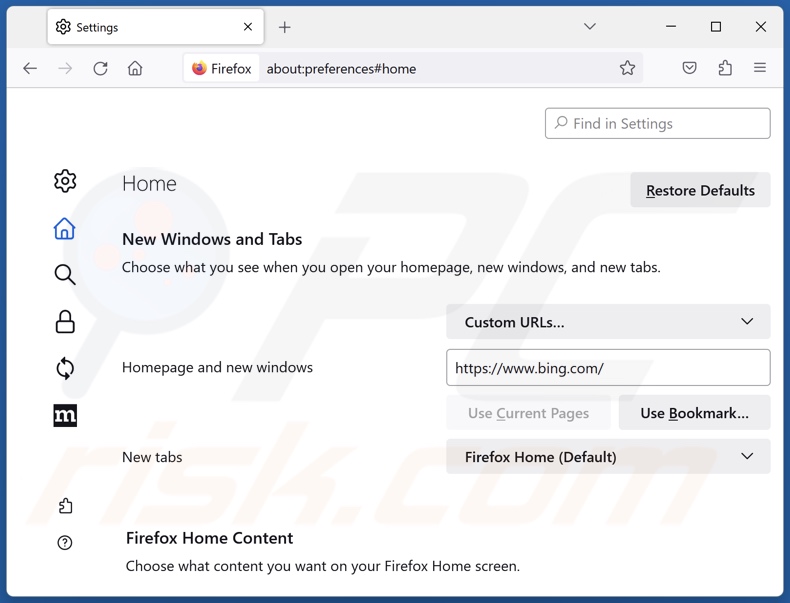 Changing Mozilla Firefox homepage