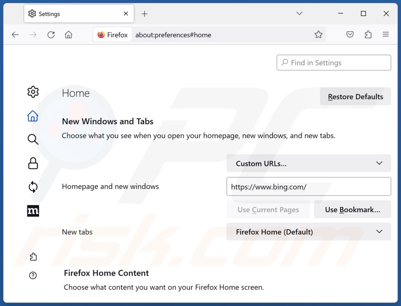 Changing Mozilla Firefox homepage