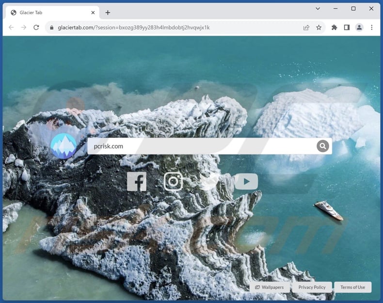 glaciertab.com browser hijacker