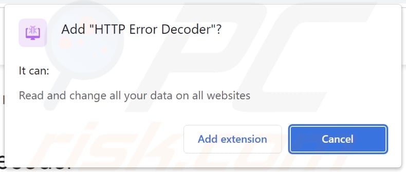 HTTP Error Decoder adware asking for permissions