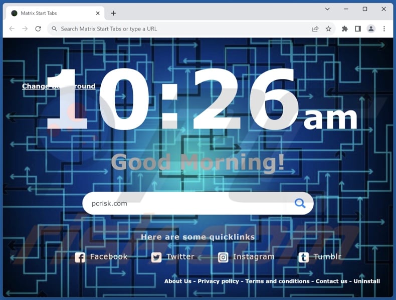 matrixstarttabs.com browser hijacker