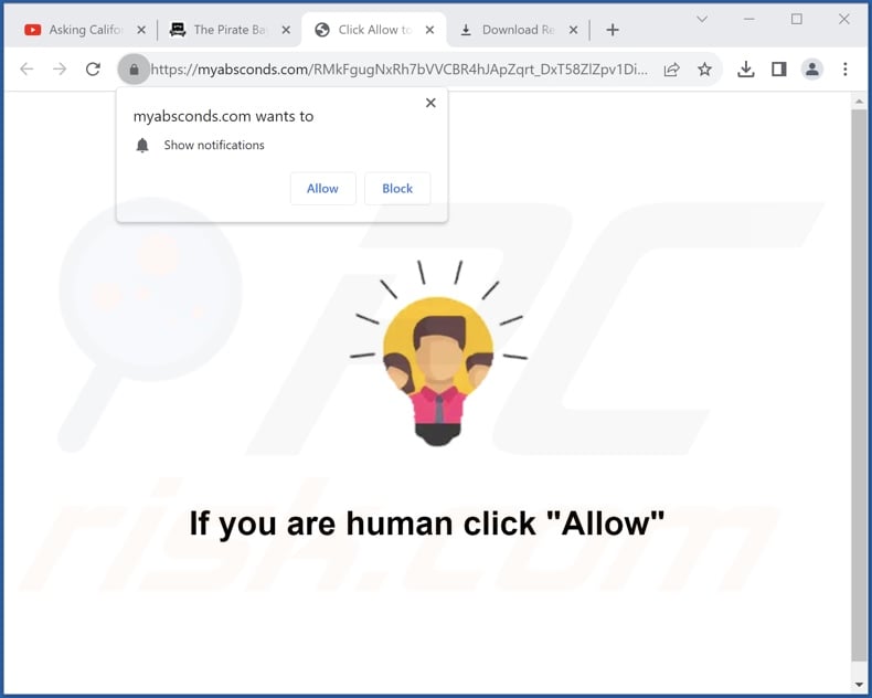 myabsconds[.]com pop-up redirects