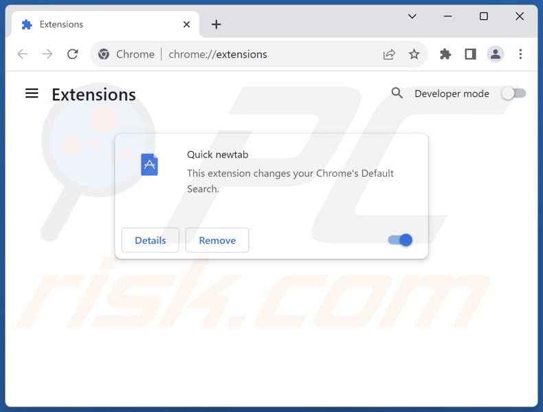 Removing quicknewtab.com related Google Chrome extensions