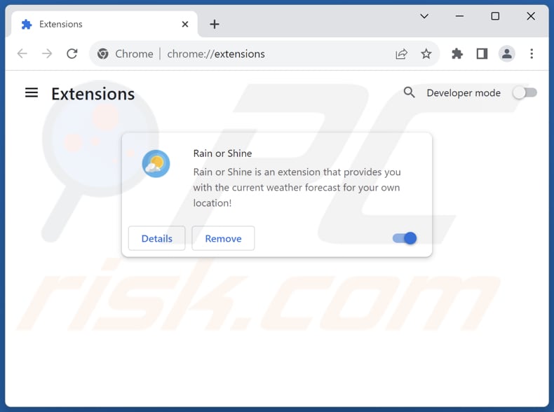 Removing rain.rainorshineext.com related Google Chrome extensions