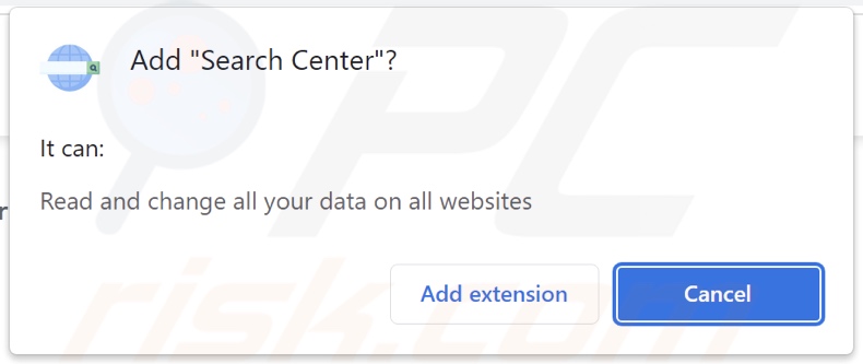 Search Center adware asking for permissions