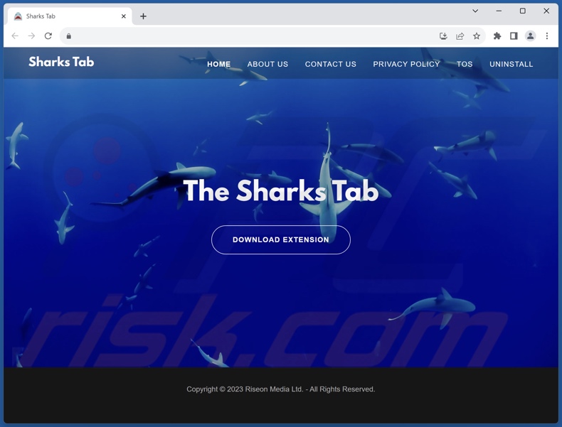 Website used to promote Sharks Tab browser hijacker