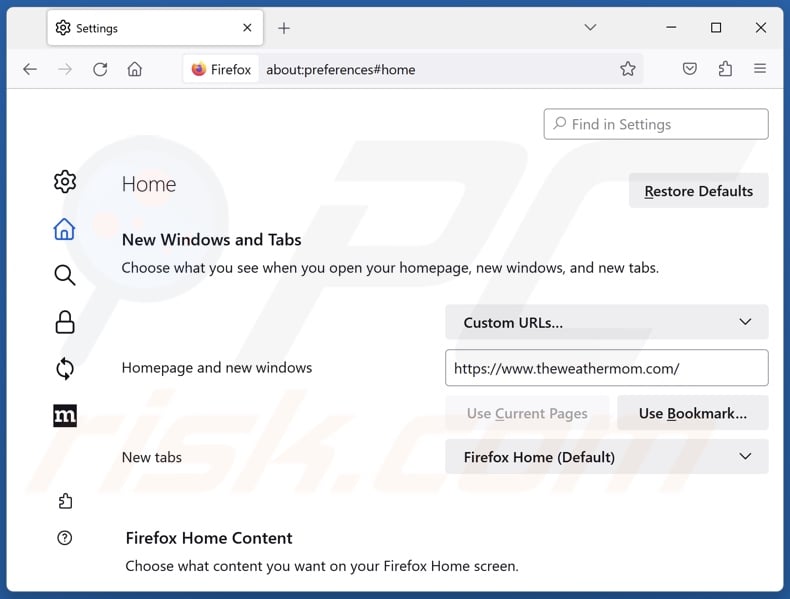 Changing Mozilla Firefox homepage