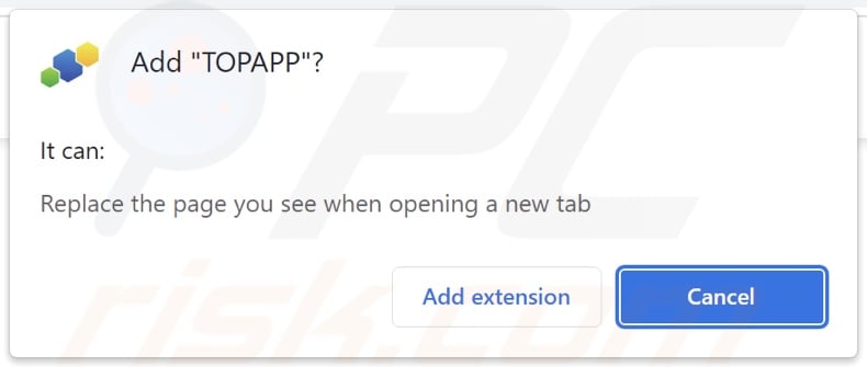 TOPAPP browser hijacker asking for permissions