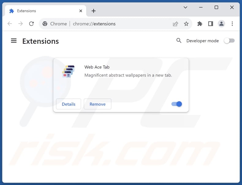 Removing webacetab.com related Google Chrome extensions