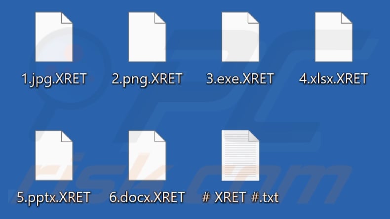 Files encrypted by Xret ransomware (.XRET extension)