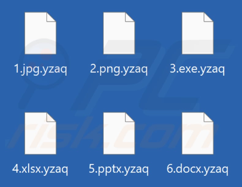 Files encrypted by Yzaq ransomware (.yzaq extension)
