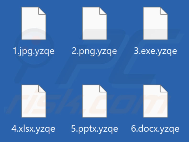 Files encrypted by Yzqe ransomware (.yzqe extension)
