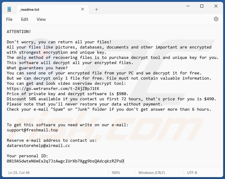 Yzqe ransomware text file (_readme.txt)