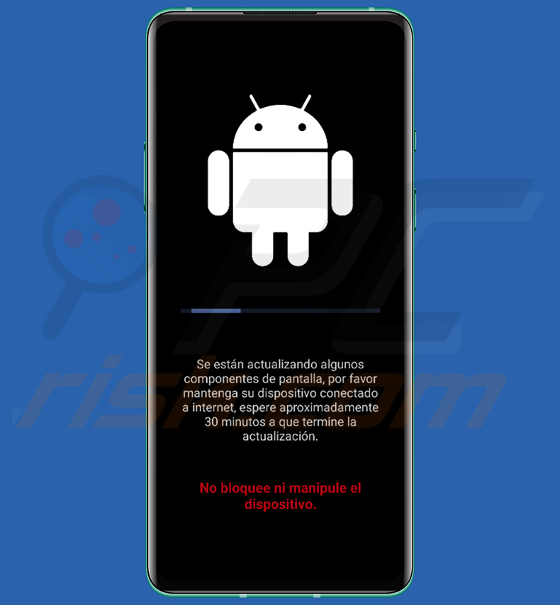 Fake Android update screen displayped during Zanubis installation