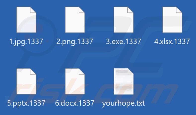 Files encrypted by 1337 ransomware (.1337 extension)