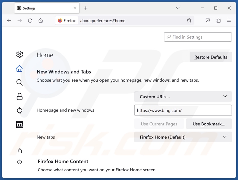 Changing Mozilla Firefox homepage