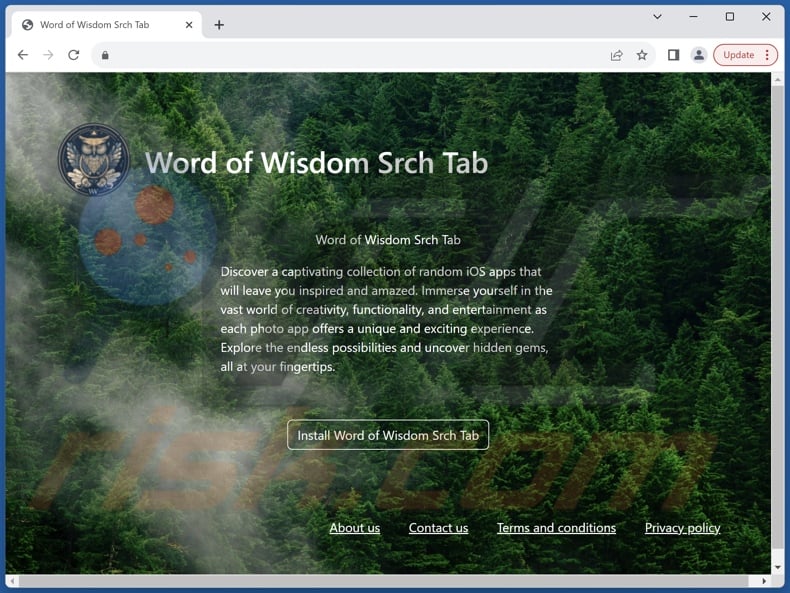 Website used to promote 365 Opportunities Srch Tab browser hijacker