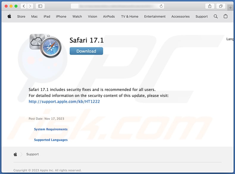 Fake Safari update used to spread Atomic stealer