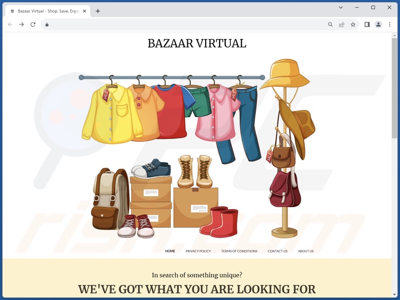 Website used to promote Bazaar Virtual browser hijacker