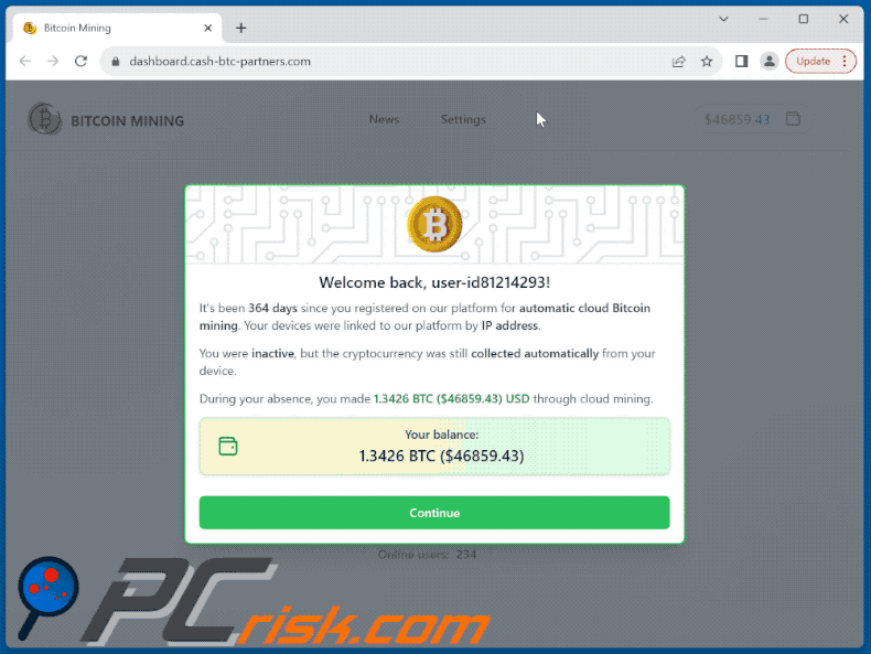 Bitcoin Mining scam (GIF)