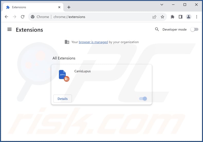 Removing unwanted extensions from Google Chrome step 2