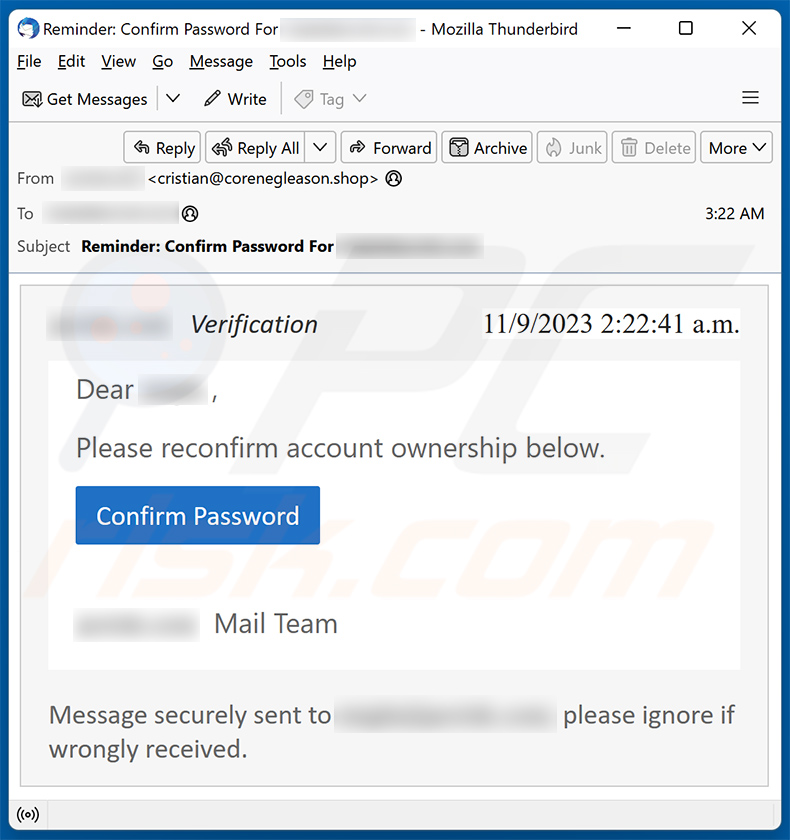 Confirm Account Ownership email scam (2023-11-09)
