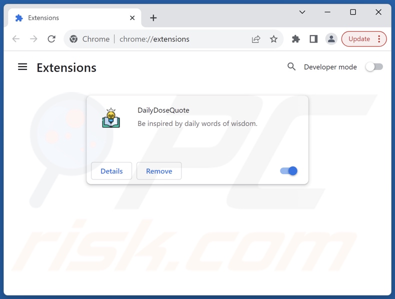 Removing dailydosequote.com related Google Chrome extensions