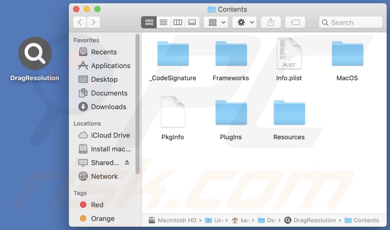 DragResolution adware install folder