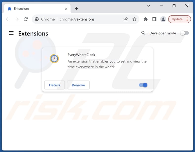 Removing goog.everywhereclock.com related Google Chrome extensions