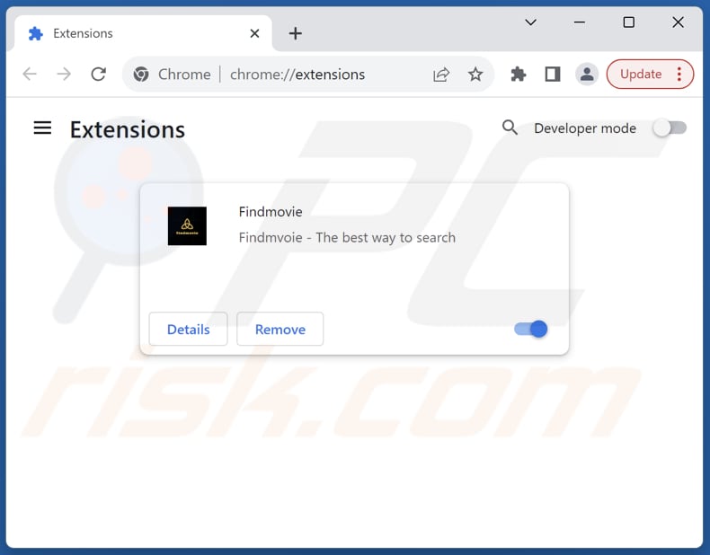 Removing search.findmovie.online related Google Chrome extensions