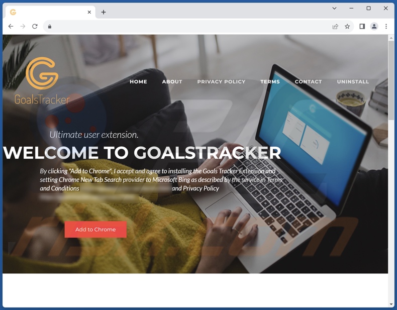 Website used to promote Goals Tracker browser hijacker