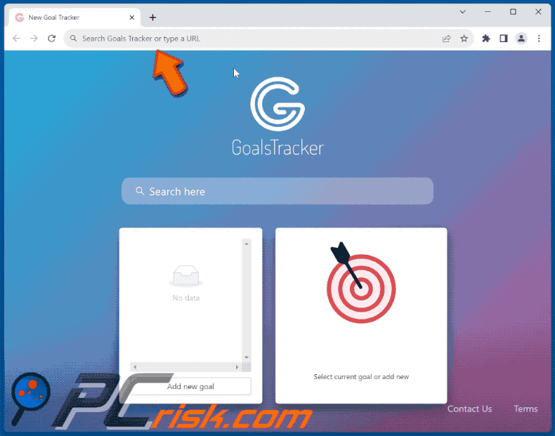 Goals Tracker browser hijacker set.goalstracker.net redirects to bing.com