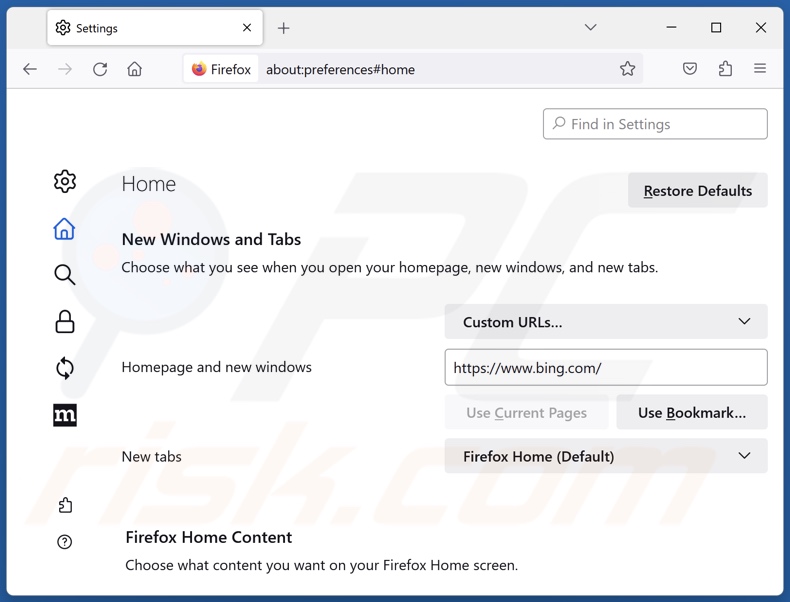 Changing Mozilla Firefox homepage