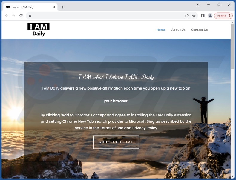 Website used to promote I AM Daily browser hijacker